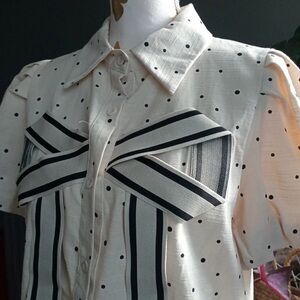 Classic White Polka Dot Button Down Shirt